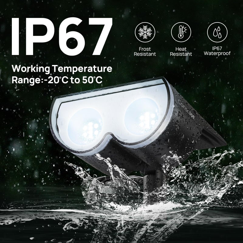 Consciot Solar Lights Outdoor Waterproof, Consciot 16 LEDs IP67 Spot Lights Outdoor, Auto On/Off Solar Garden Light, 2-in-1 Adjustable Wall Lights for Landscape Yard Pathway, Cool White 2 Pack - Image 5